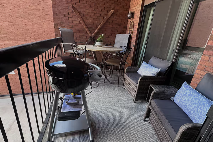 Private furnished deck with grill at Park City vacation condo