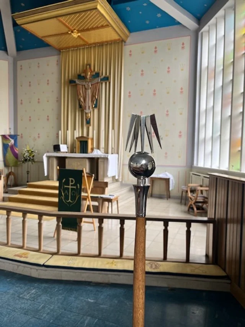 Side on view towards altar