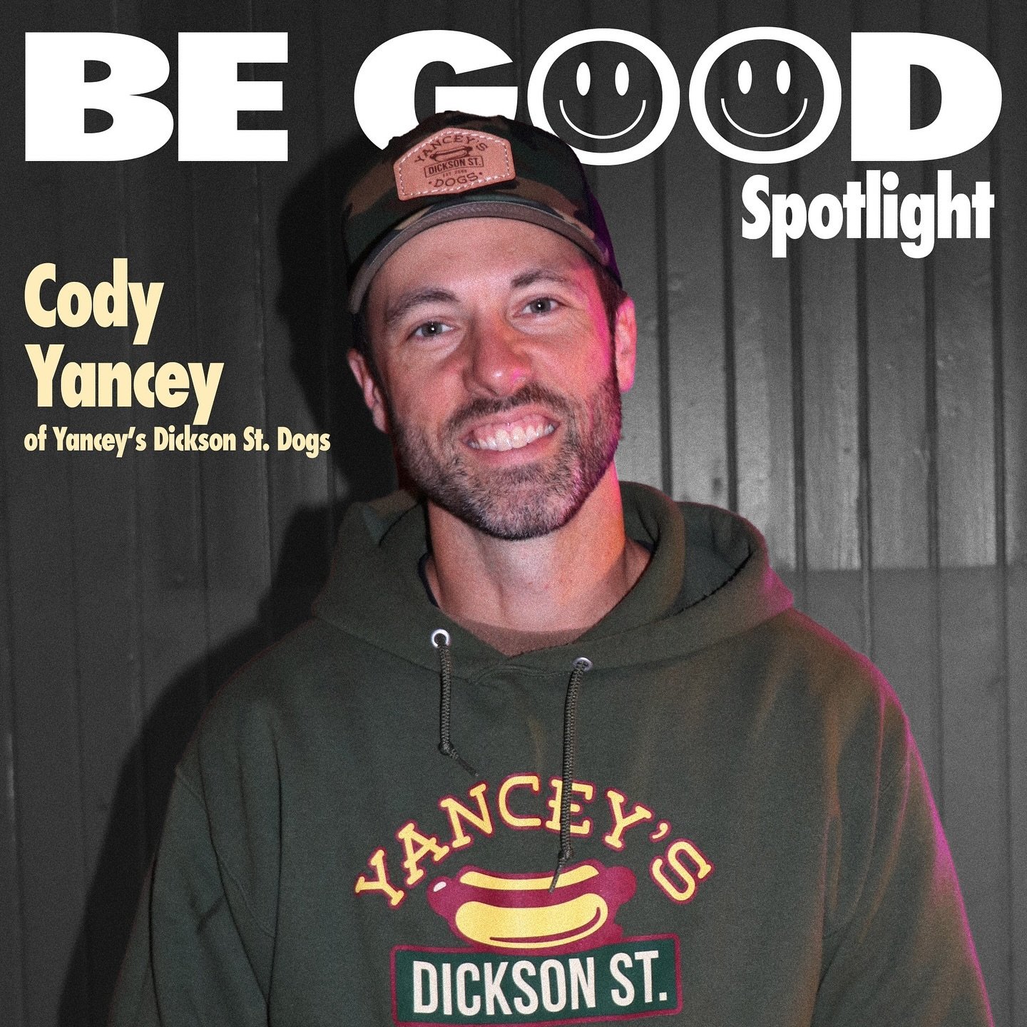 Our 1st ever Be Good Spotlight goes to @yanceydogs ! 🤩🌭

Cody Yancey is a pillar of Dickson St, just as much as the physical buildings. You might know him for his wonderful hot dogs, but Yancey &amp; his two locations serve much more than just food