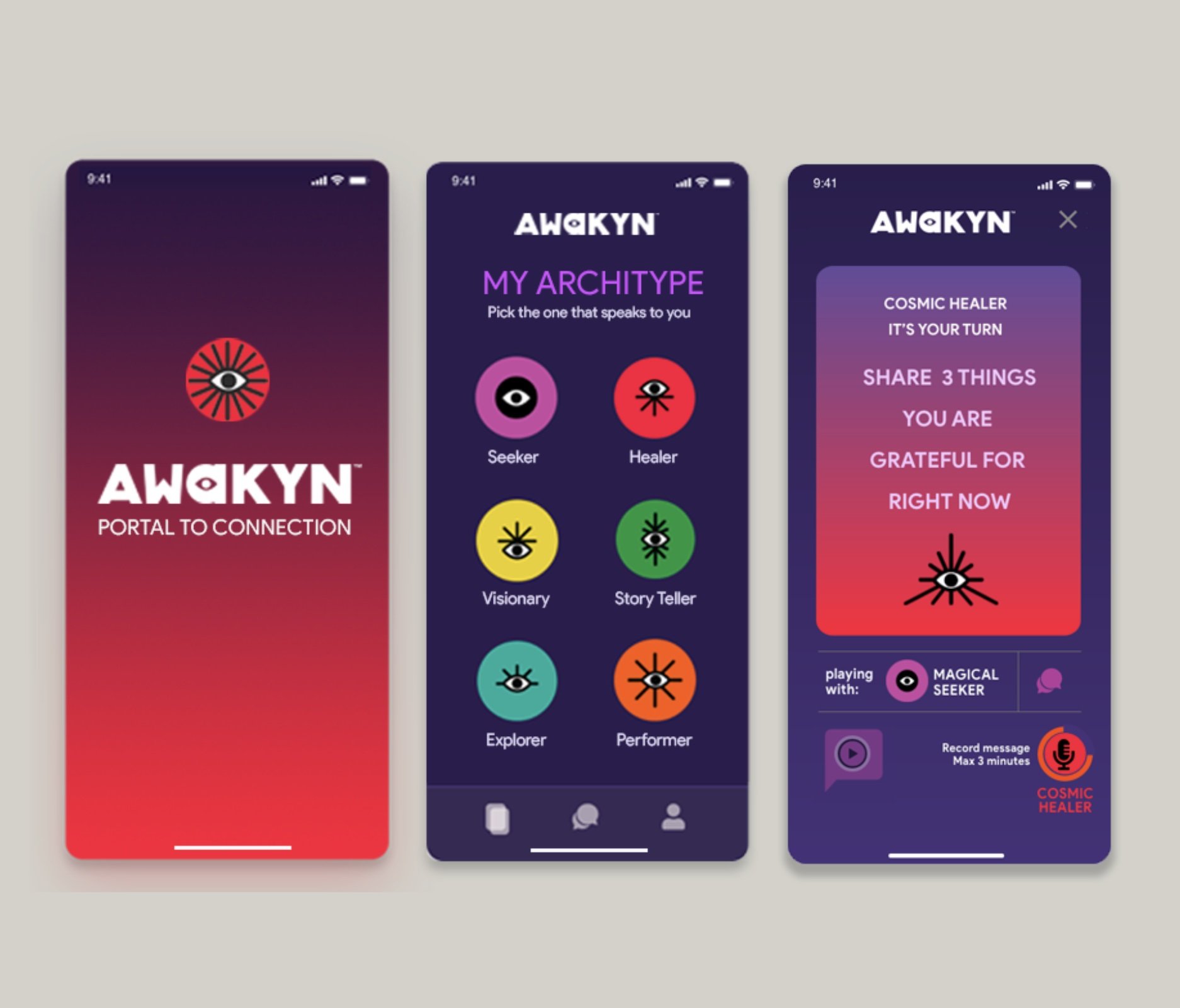AWAKYN APP - Research, Strategy, UX & UI Design for Mobile App, Branding & Merchandise