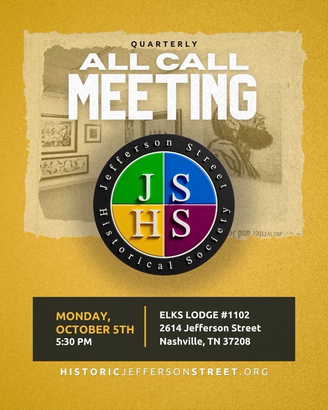 North Nashville has a lot happening this fall, and the Jefferson Street Historical Society is bringing the community together to talk about what&rsquo;s next. 

The Quarterly All Call Meeting will share updates on upcoming developments, business oppo