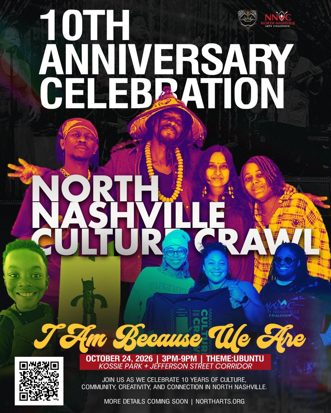 10 years of art, culture, community and creativity in North Nashville. 🎨🎶

The North Nashville Culture Crawl returns Saturday, October 24 from 3&ndash;9 PM for a special 10th Anniversary Celebration along the Jefferson Street Corridor.

This year&r