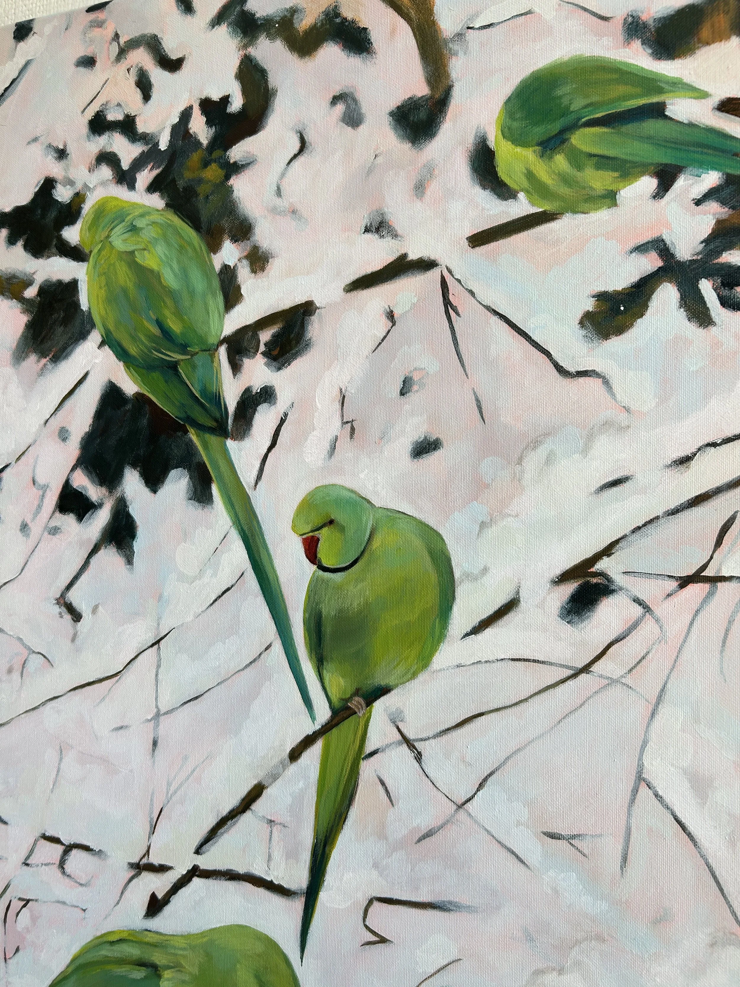 Palm Green on Ice, 2026 - acrylic on canvas, 90 × 80 cm, by Jamaican-Dutch artist Karla King. Part of the Between the Margins series exploring migration and belonging in the Netherlands.