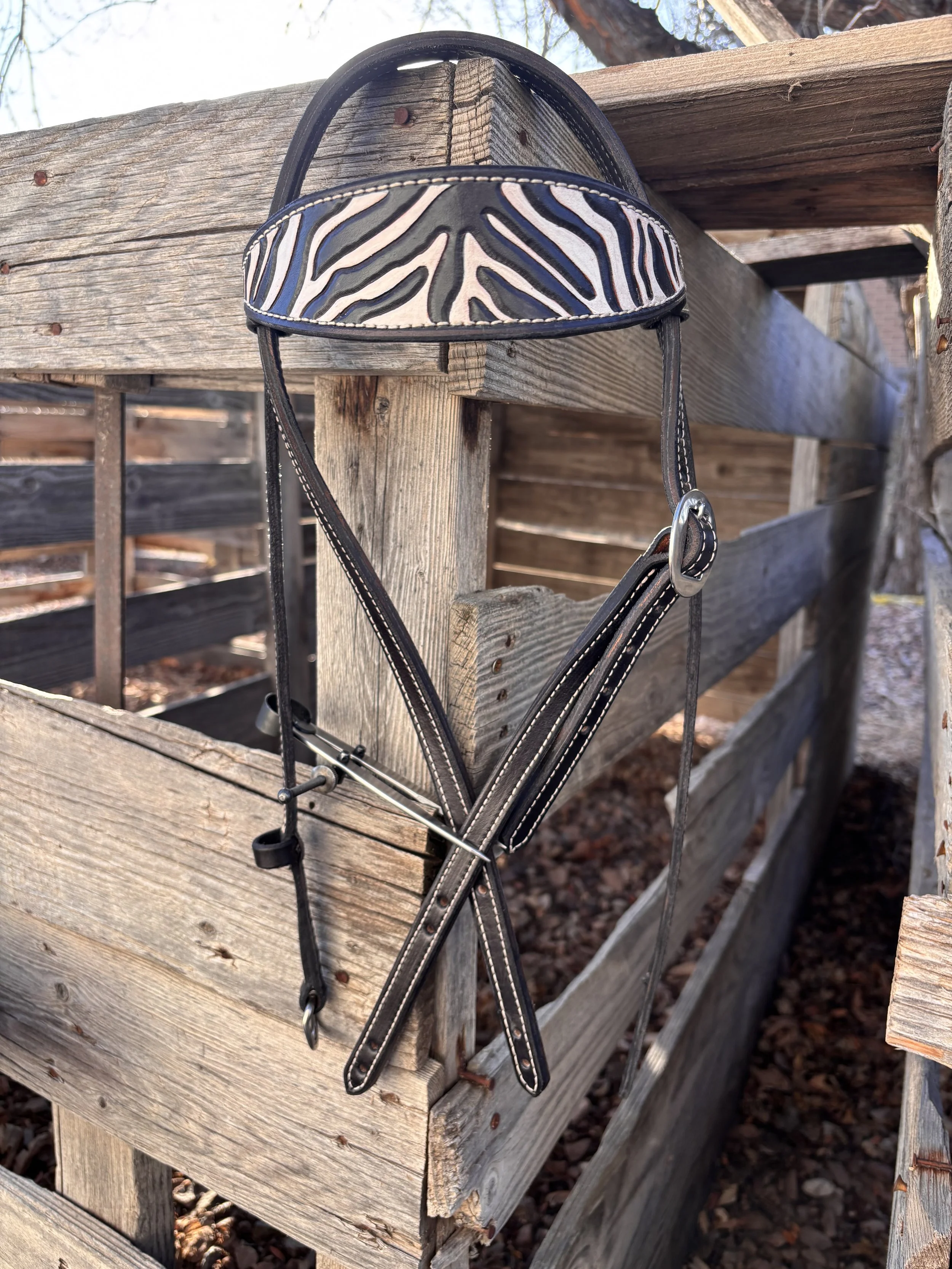 Zebra Print Brow Band Headstall