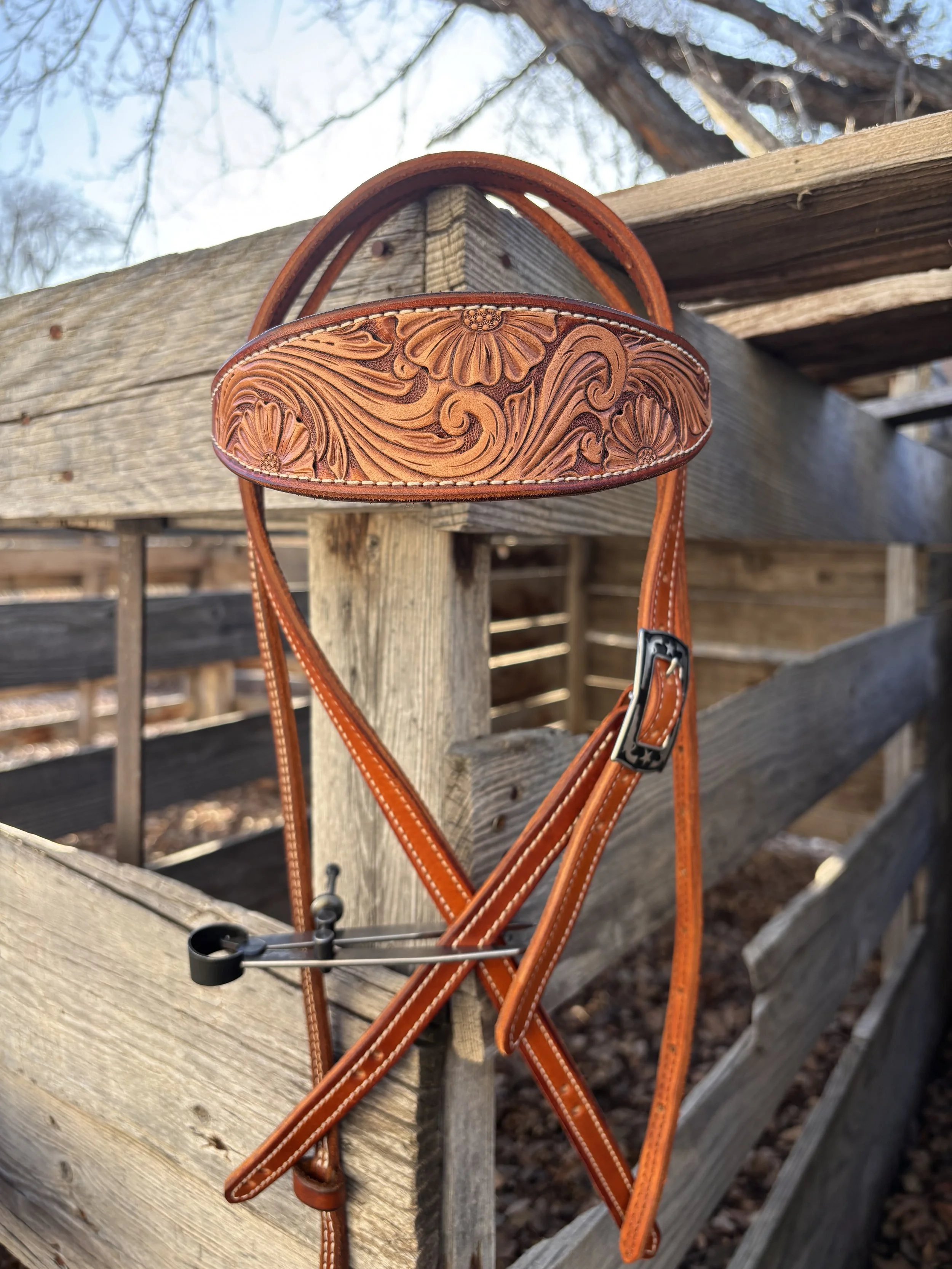Classic Floral Brow Band Headstall