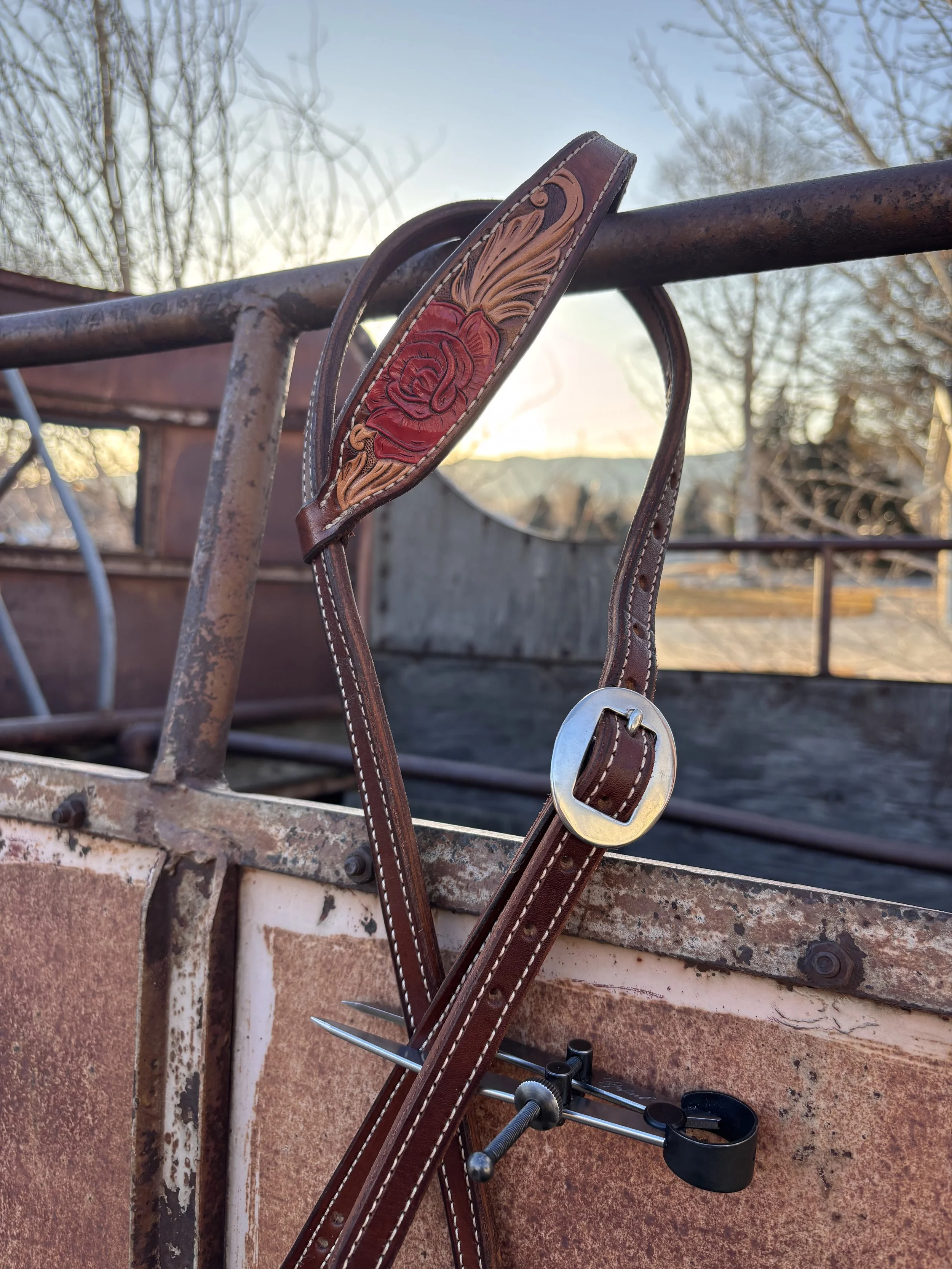Red Rose Single Ear Headstall