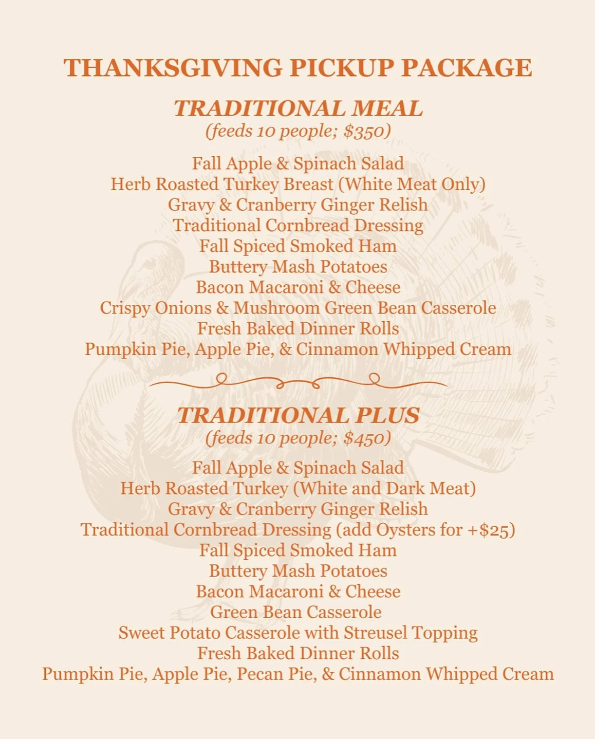 Thanksgiving is officially on the table! 🦃 Our gourmet take-home Thanksgiving meal packages are now available for pre-order... and you&rsquo;ll want to savor every last bite! Quantities are limited &amp; pickup is on November 26 with simple heating 