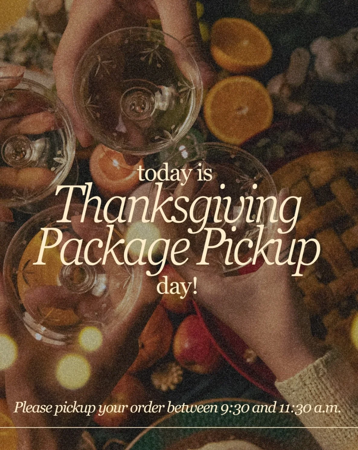 Today is the day for Thanksgiving pickup orders! 🚨 We kindly ask that you pickup your order between 9:30 and 11:30 a.m. We are so thankful for y&rsquo;all &amp; hope your bellies stay full tomorrow! 🤎