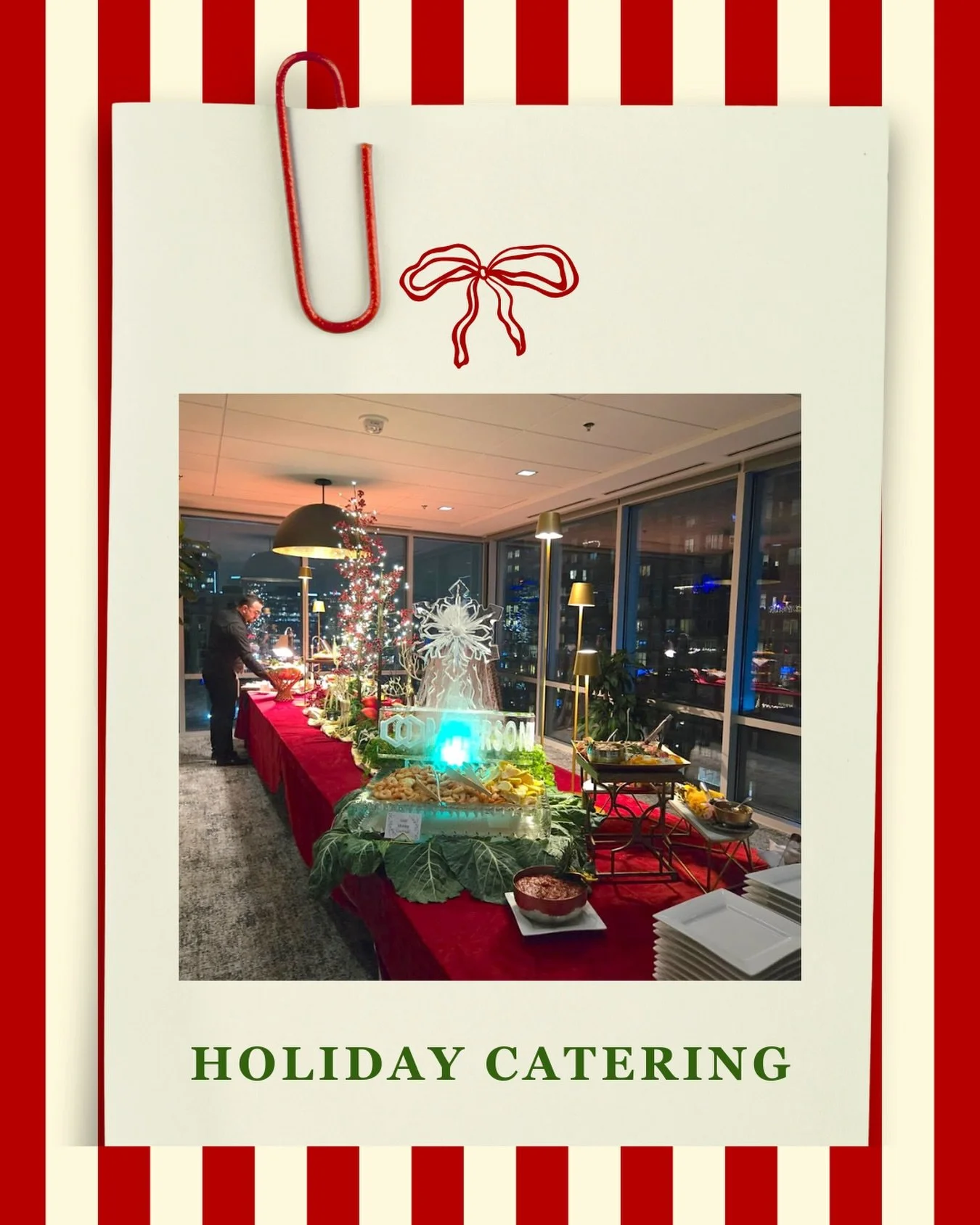 From the menu to the ice sculpture magic&mdash;we were thrilled to cater Patterson Intellectual Property Law&rsquo;s stunning Christmas party! ❄️🍽️ Looking to have your event covered? 🍴 Click the link in our bio for our catering information.