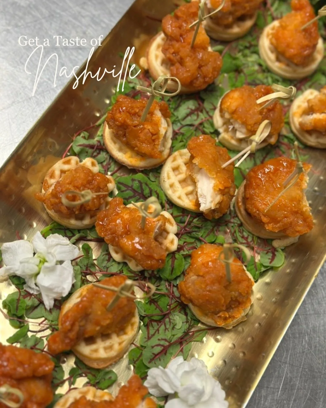 We&rsquo;re rooted in the Nashville area &amp; we&rsquo;re serving the heat. 🔥🍗 Our hot chicken bites pay homage to a Music City classic&mdash;bold flavor, just the right spice, and the perfect passed app to welcome guests to your wedding or other 