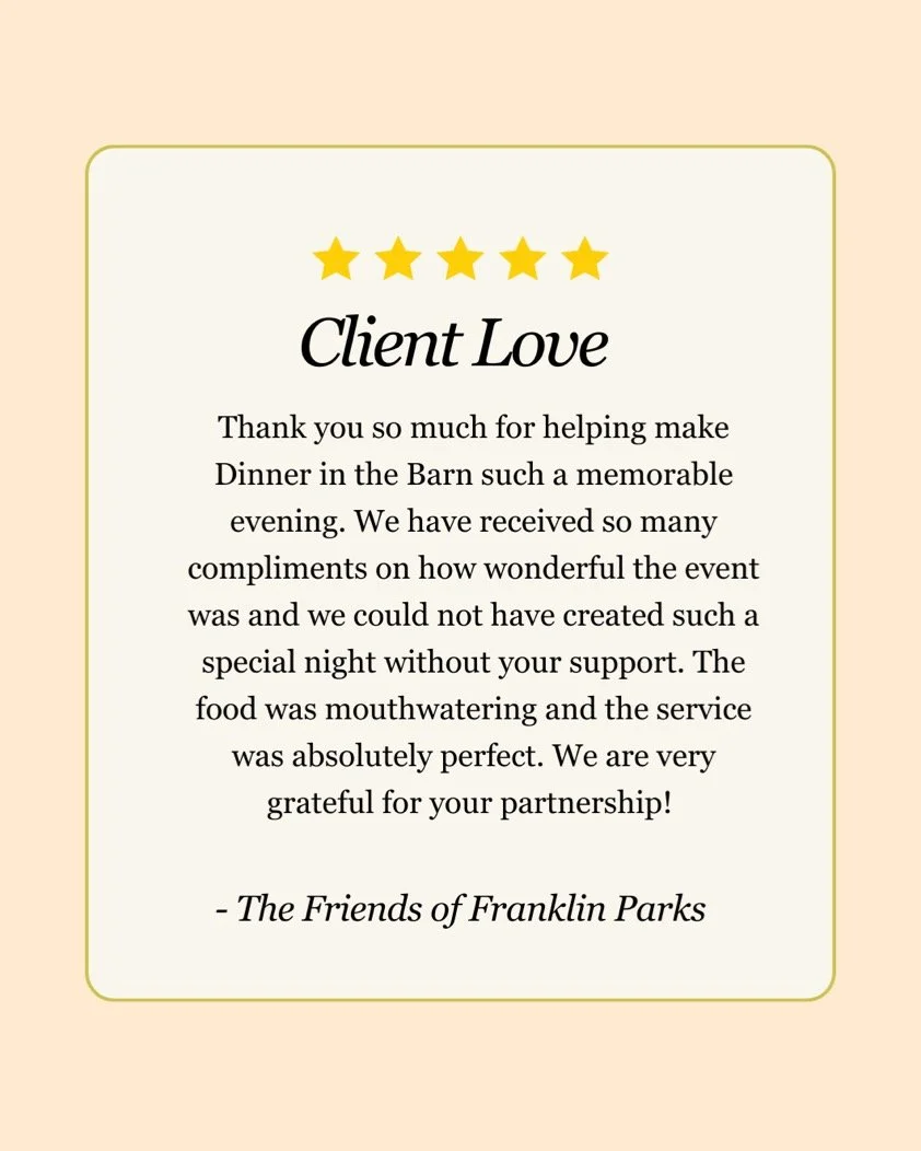 5 stars from our team, always! 😉 From start to finish, we are here to make your event a memorable (and delicious!) one. For availability &amp; information on our catering services, click the link in our bio.