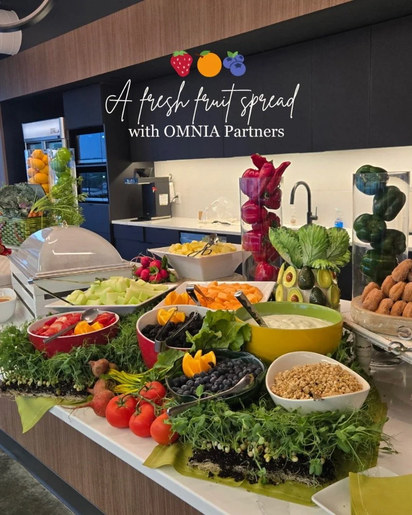 A fresh fruit setup is a 10/10 if you ask us! 🍓 We loved catering for our friends at @omniapartners. It was a perfect (and delicious!) way to start the day. For availability &amp; information on our catering services, click the link in our bio.