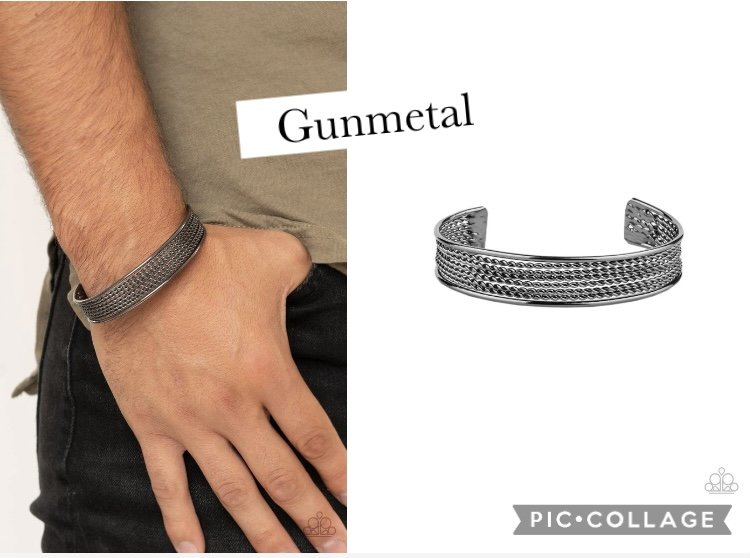Risk-Taking Texture - Gunmetal Men's Cuff Bracelet