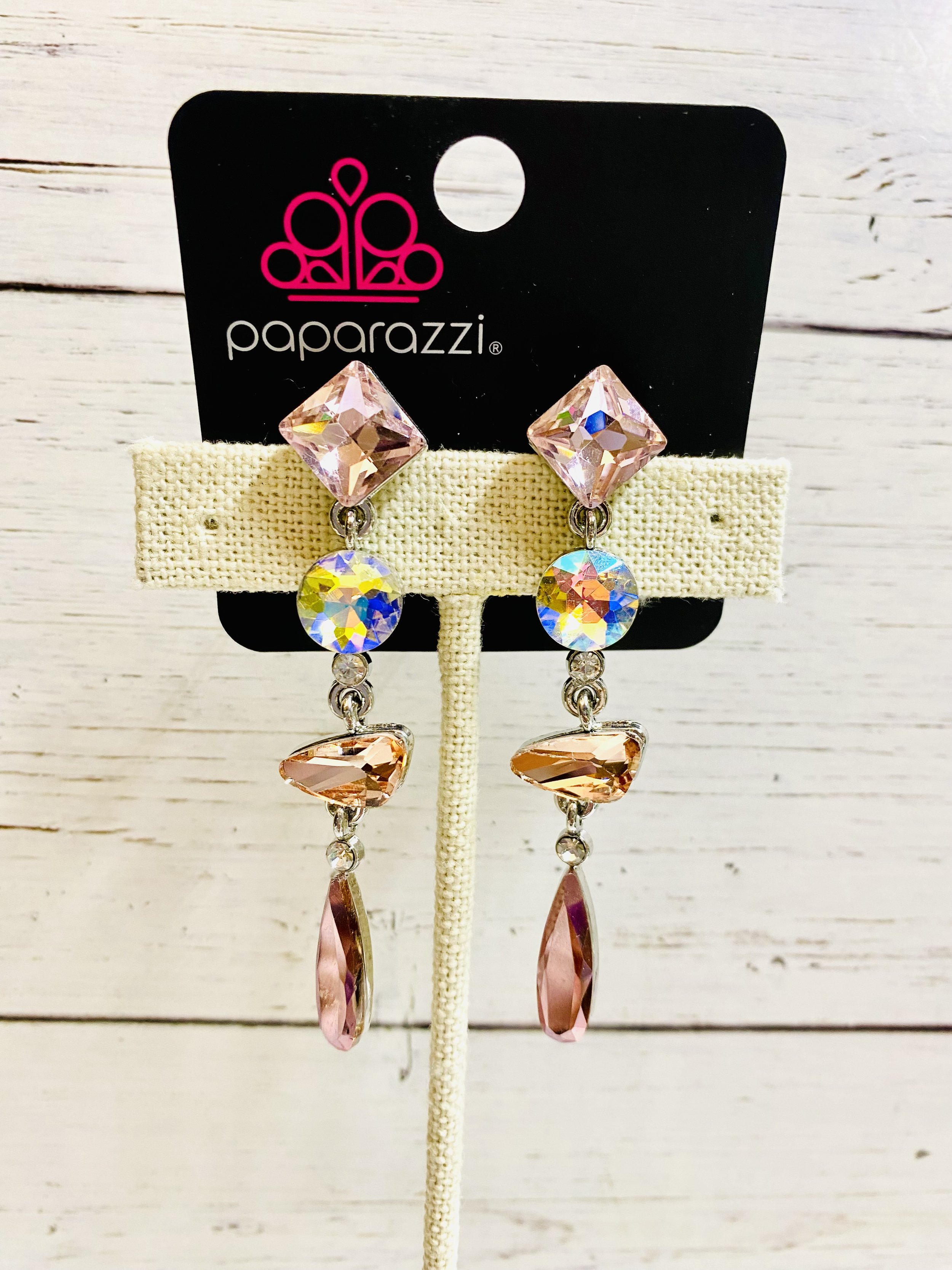 Rock Candy Elegance - Pink/Multi Oil Spill Earrings