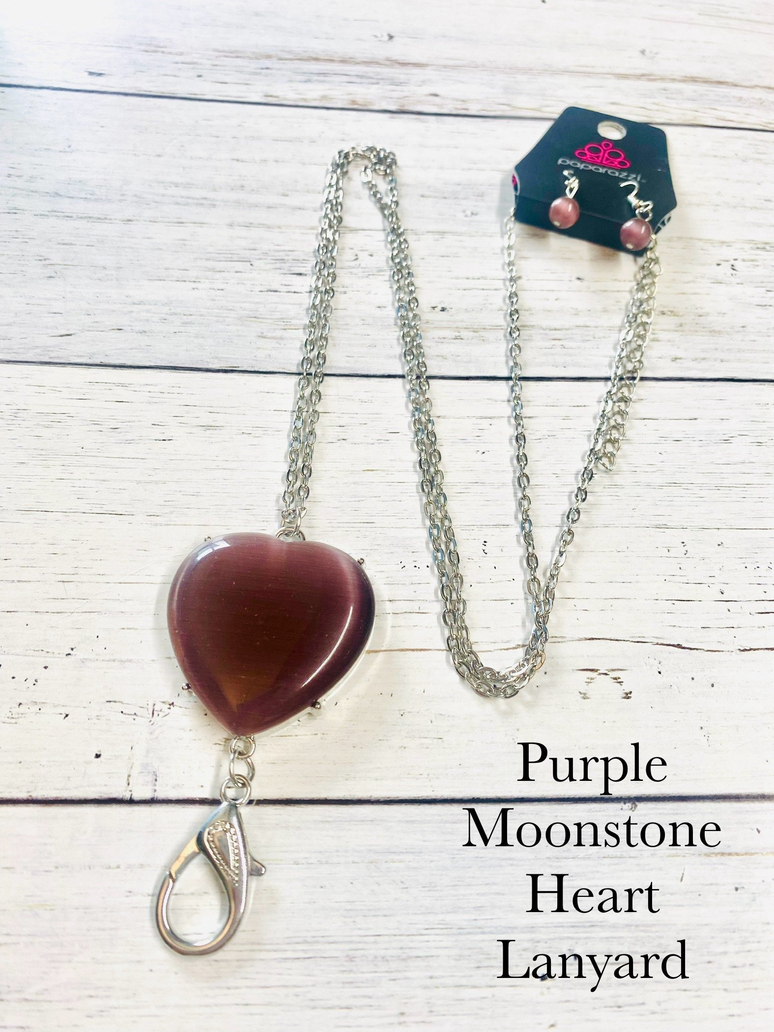 Warmhearted Glow - Purple Moonstone Heart Lanyard