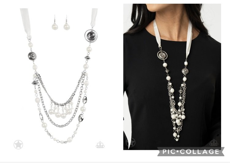 All The Trimmings - White BB Ribbon Necklace