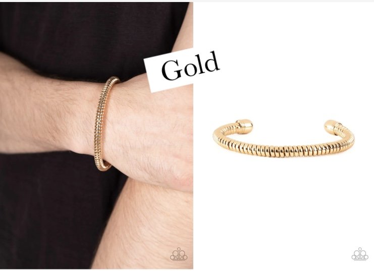 Turbocharged - Gold Cuff Men's Bracelet