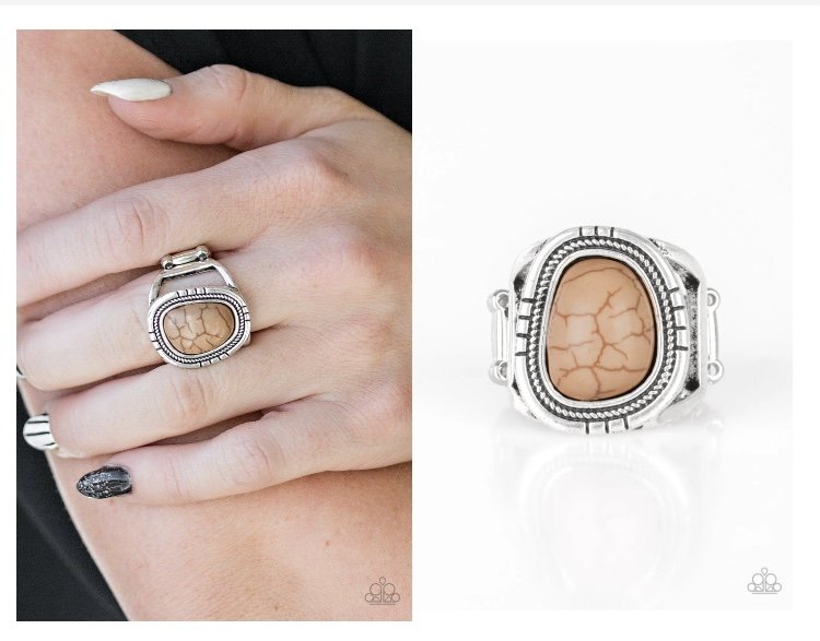 Out On The Range - Brown Cracklestone Ring