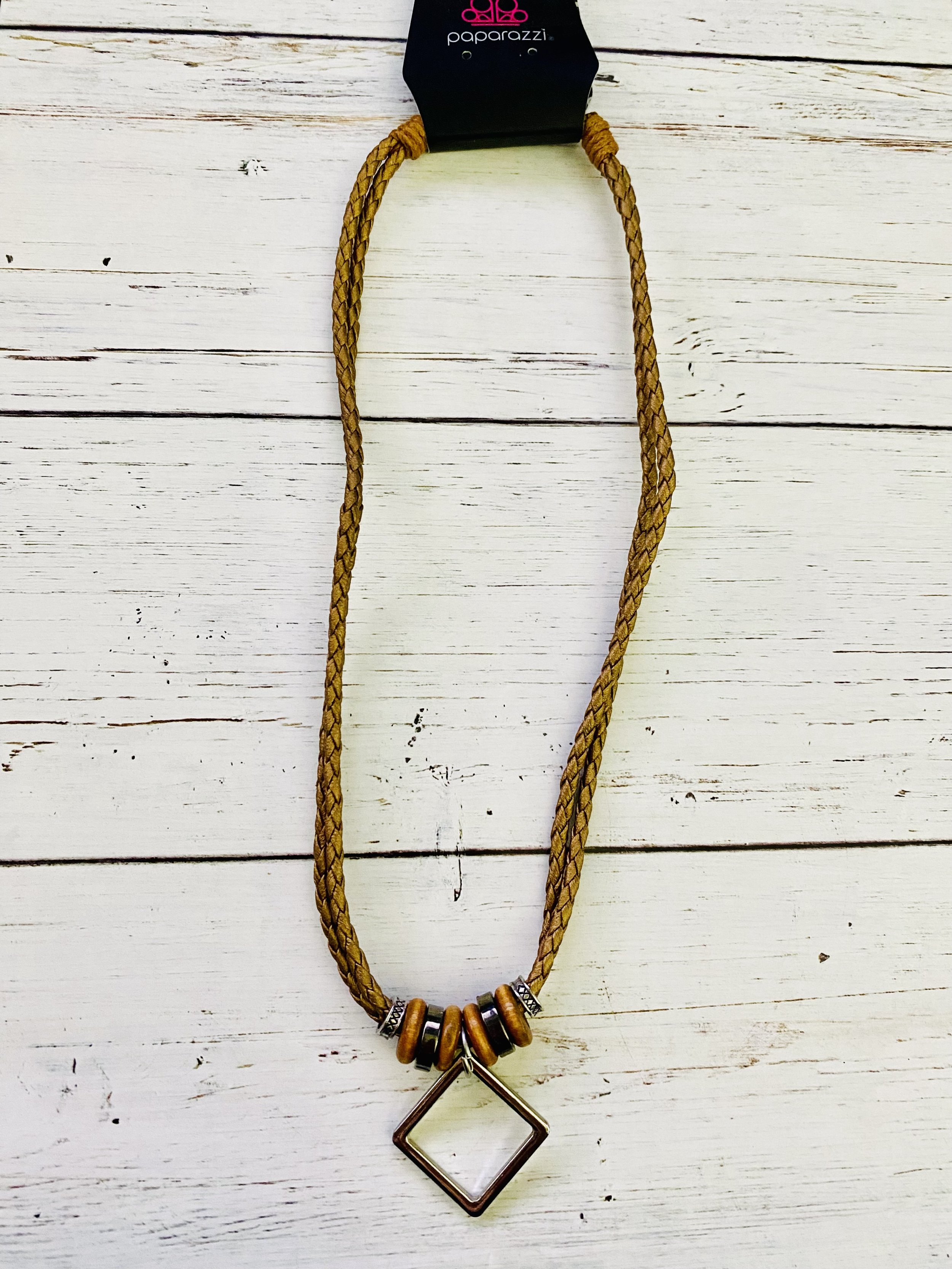 Pier Square - Brown Urban Necklace