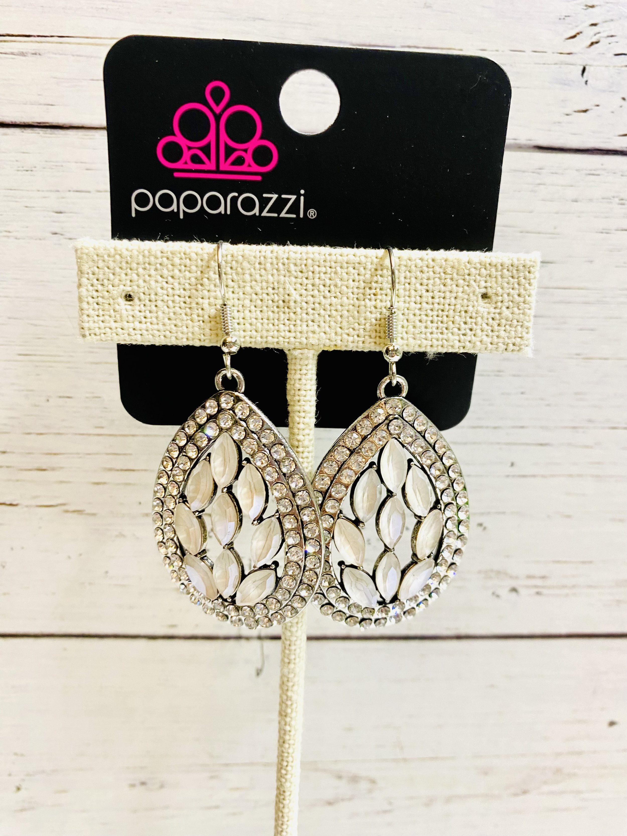 Encased Elegance - White/Iridescent Earrings
