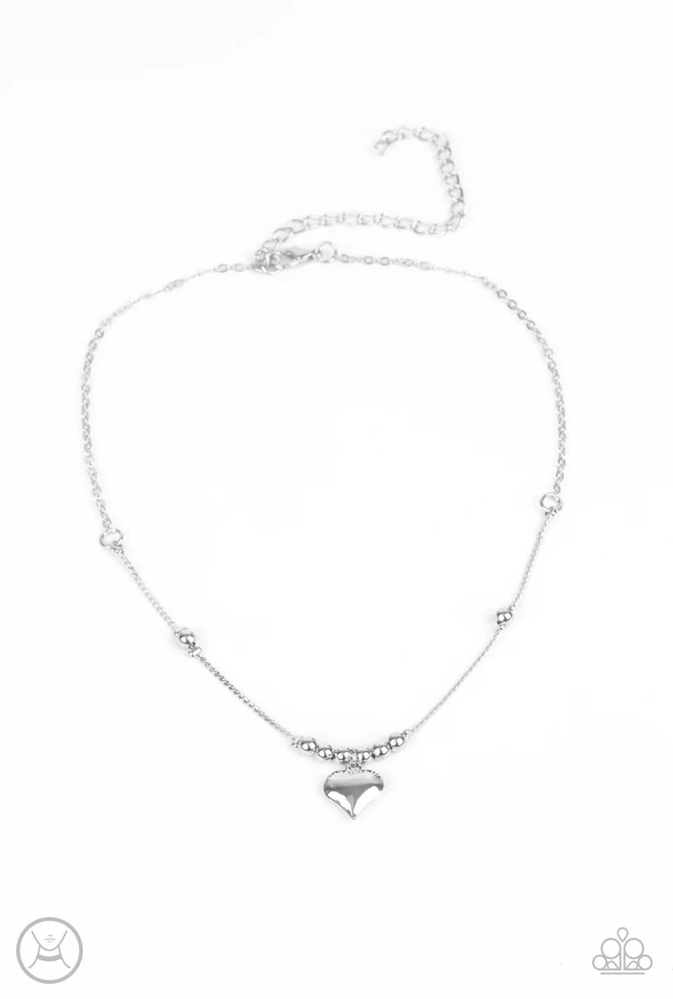 Casual Crush - Silver Heart Choker