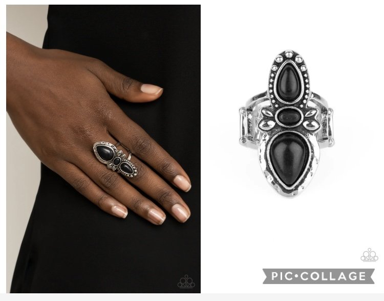 In a BADLANDS Mood - Black Cracklestone Ring