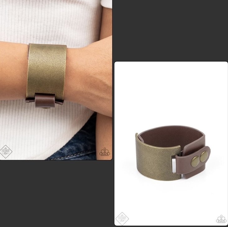Studded Synchronism - Brass/Brown Urban Bracelet