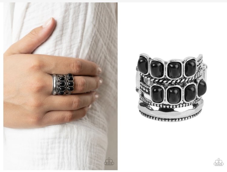 Mojave Monument - Black Cracklestone Ring