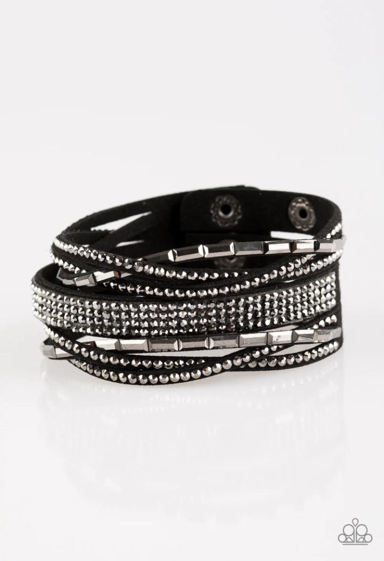 Tough Girl Glamour - Black Urban Snap Wrap Bracelet