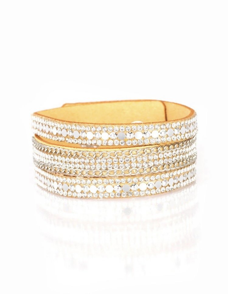 Fashion Fanatic - Yellow Snap Wrap Bracelet