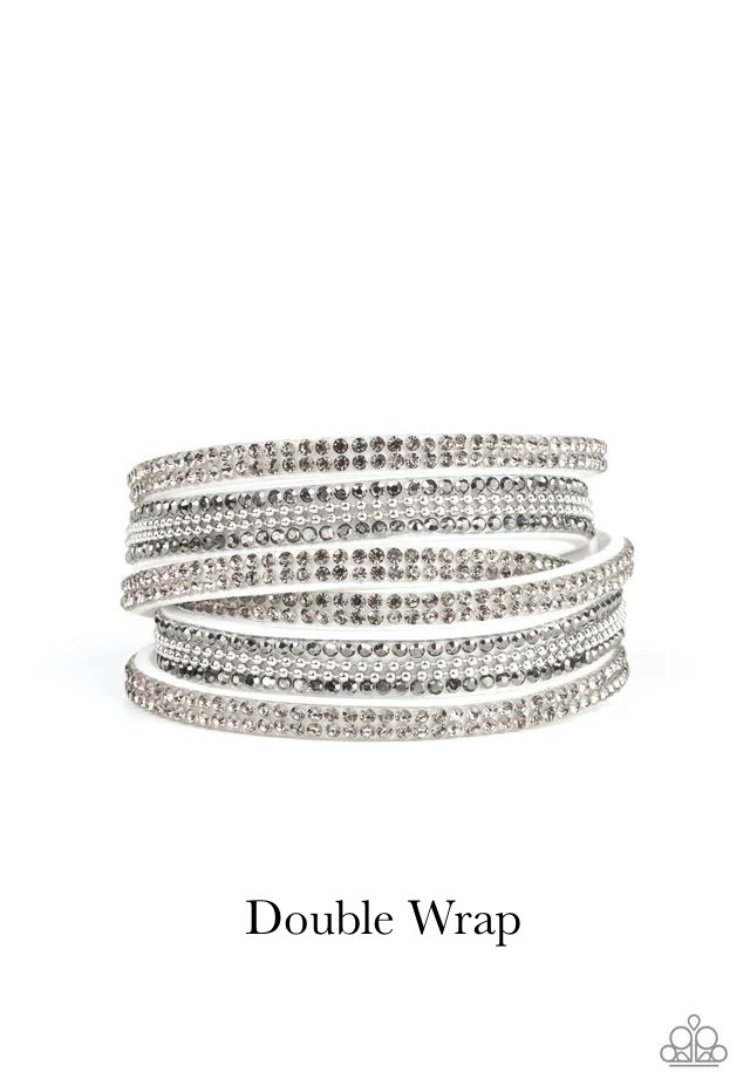 Royal Razzle - White Urban DOUBLE Snap Wrap Bracelet