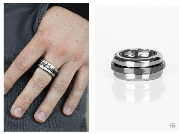 Battle Tank - Silver/Gunmetal Ring