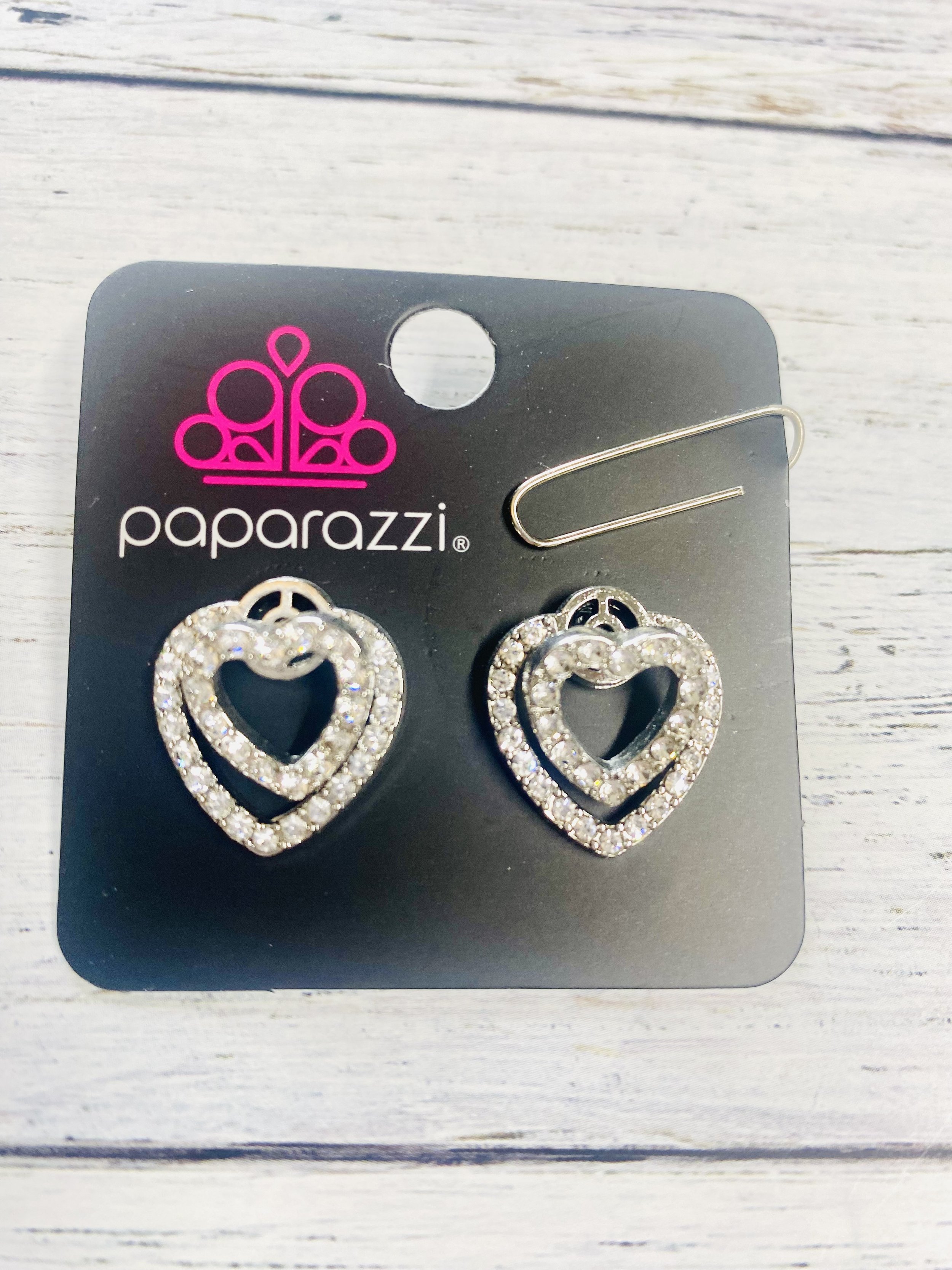 Ever Enamored - White Heart Ear Jacket Earrings