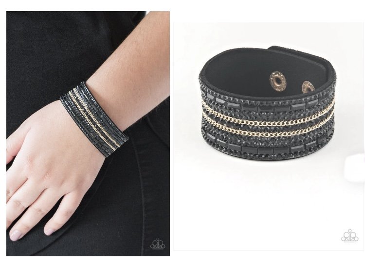 Rebel Radiance - Black/Gold Urban Snap Wrap Bracelet
