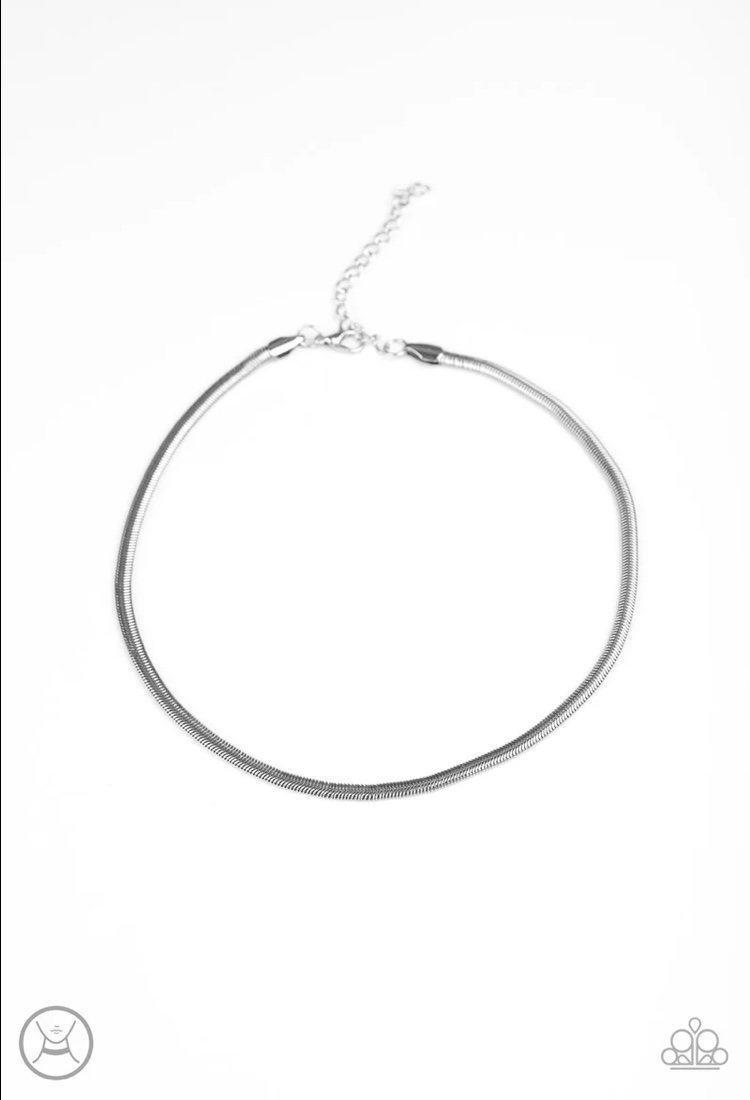 Flat Out Fierce - Silver Choker Necklace