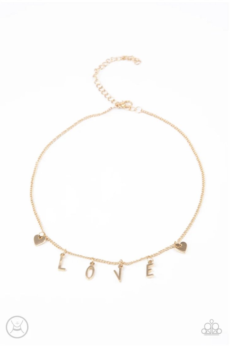 Love Conquers All - Gold Heart Choker Necklace