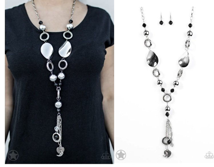 Total Eclipse of the Heart - Silver/Black BB Necklace