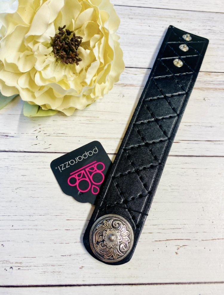 Black Snap Wrap with Floral Accent