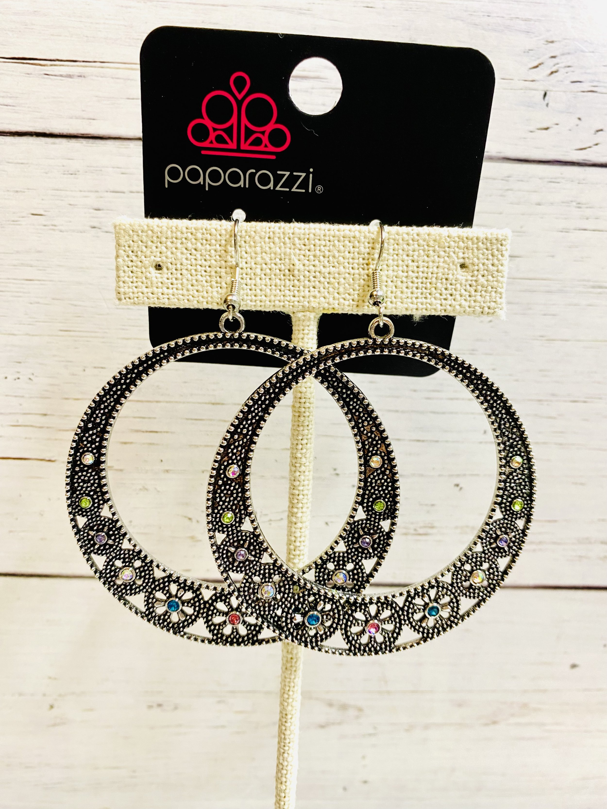 Bodaciously Blooming - Multi/Oil Spill Loop Earrings