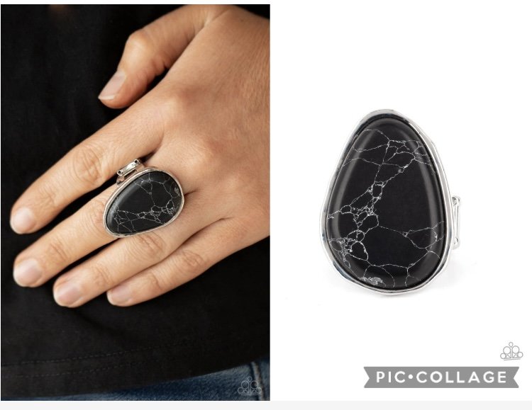 Marble Mecca - Black Cracklestone Ring