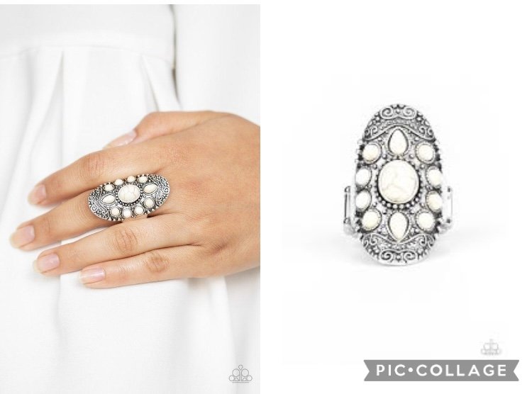Stone Sunrise - White Cracklestone Ring
