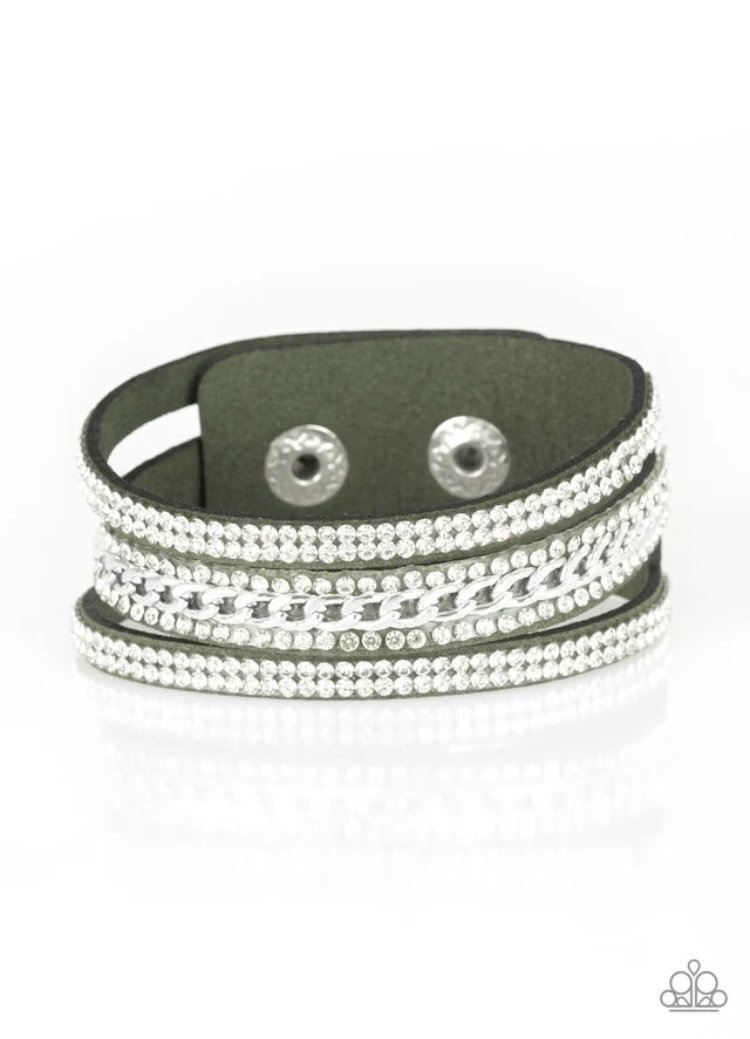 Rollin' I Rhinestones - Green Urban Bracelet
