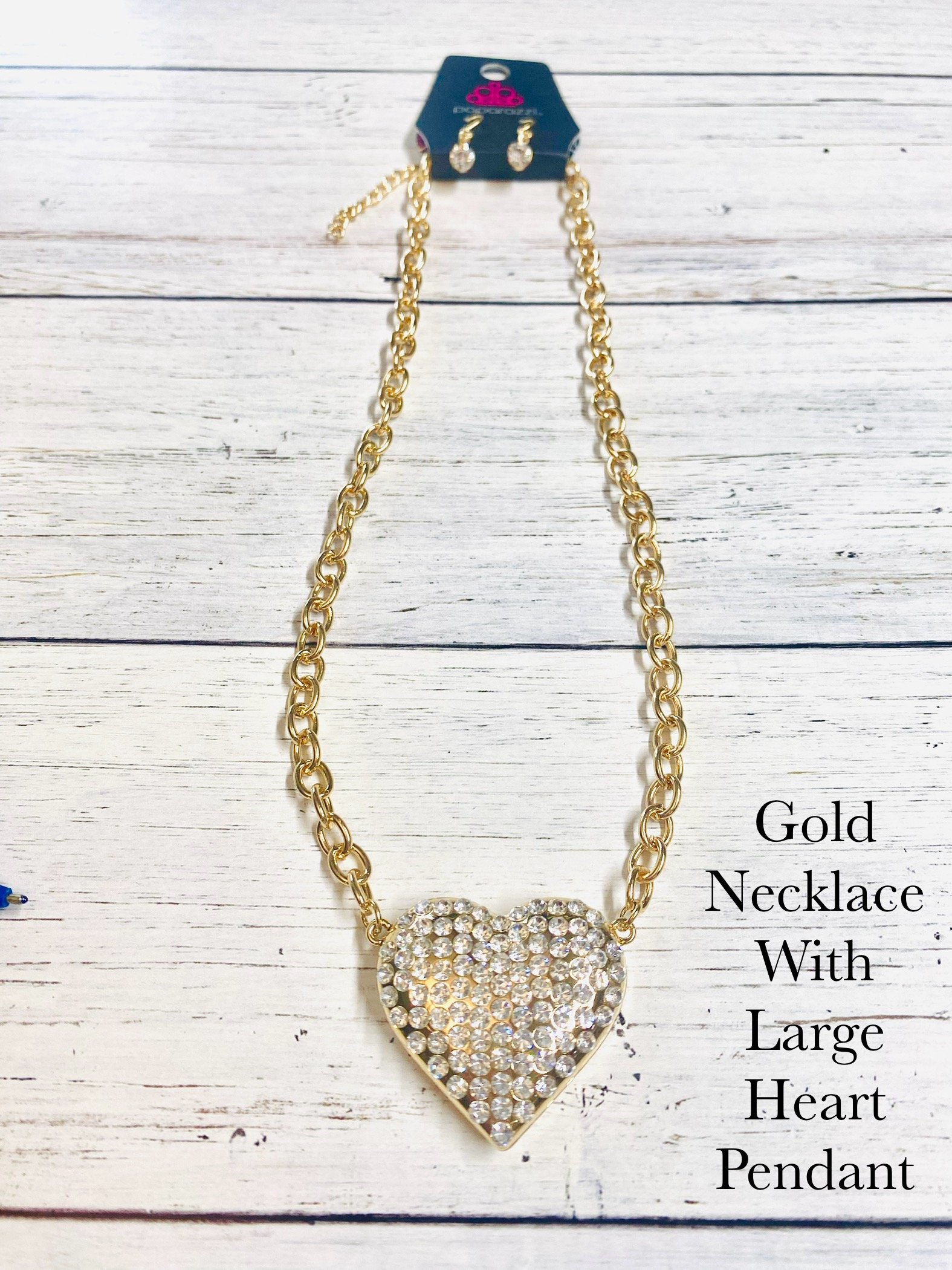 Heartbreakingly Blingy - Gold Heart Necklace