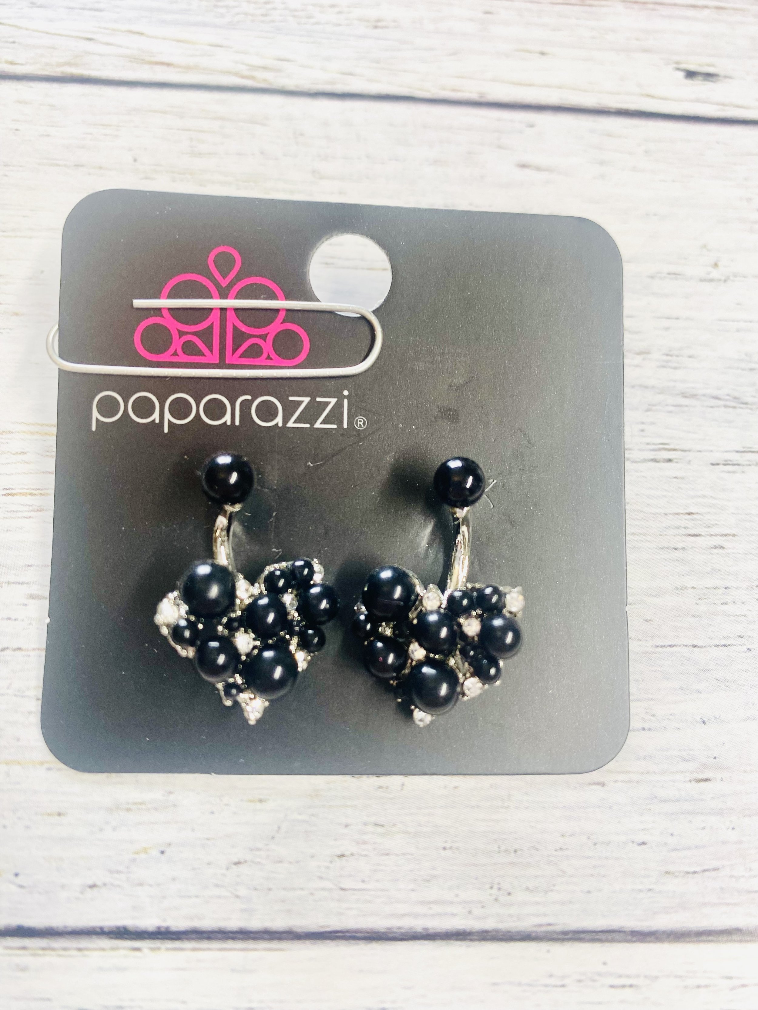 Star-Studded Success - Black Heart Earrings