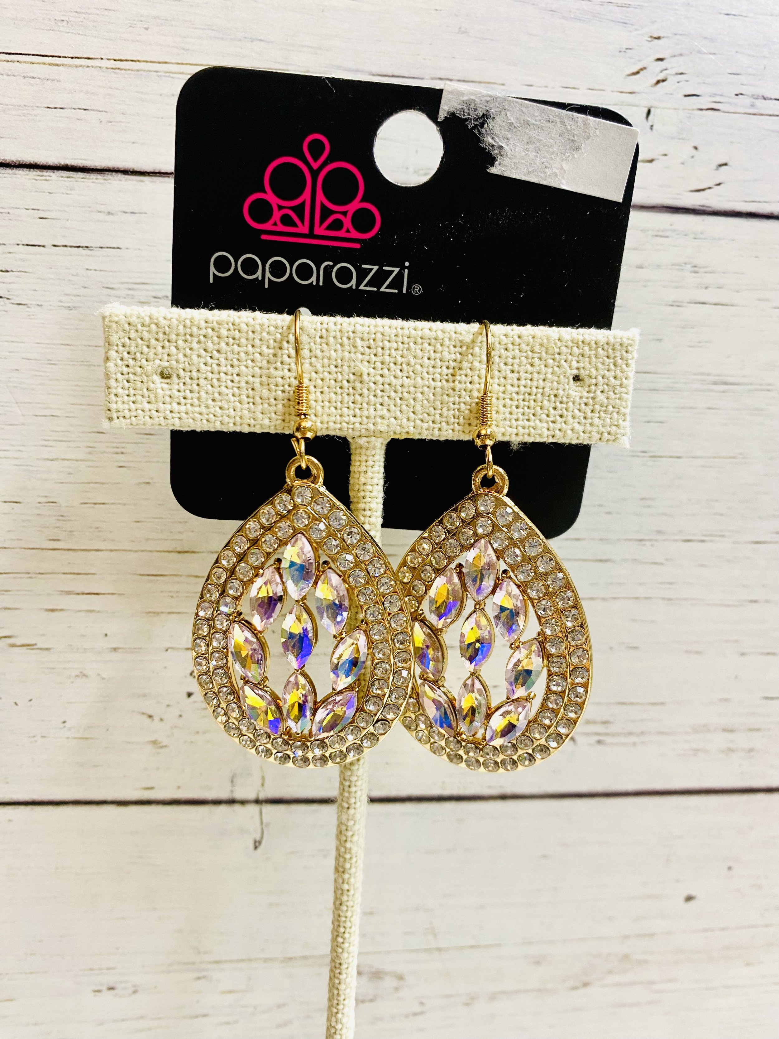 Encased Elegance - Gold/Iridescent Earrings