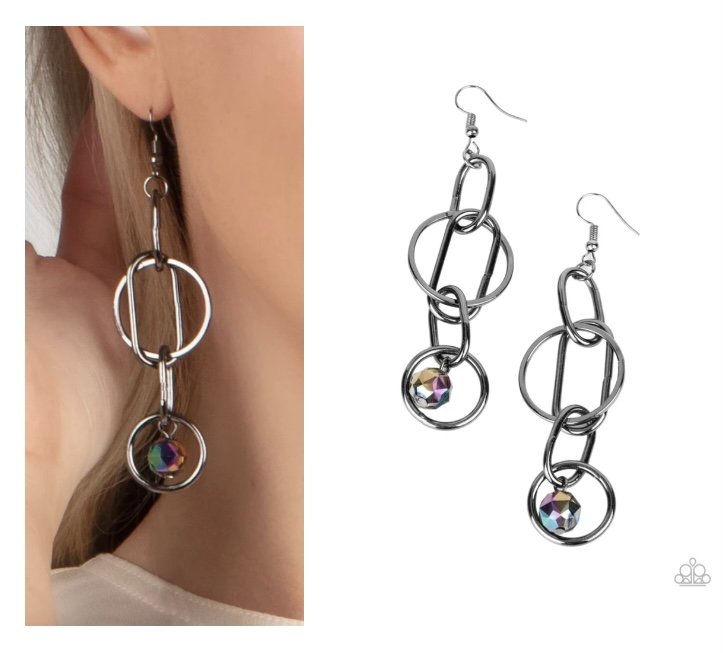 Park Avenue Princess - Oil Spill/Gunmetal Dangle Earrings