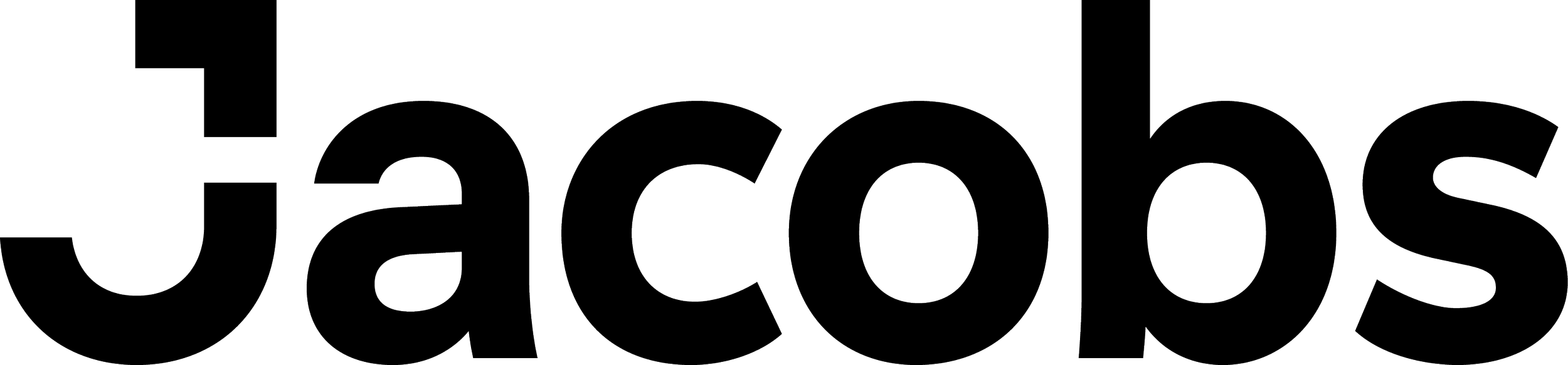 Black background with large, white outlined text reading 'Jacobs'