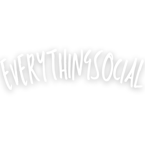Black background with white handwritten text that reads "EVERYTHING SOCIAL."