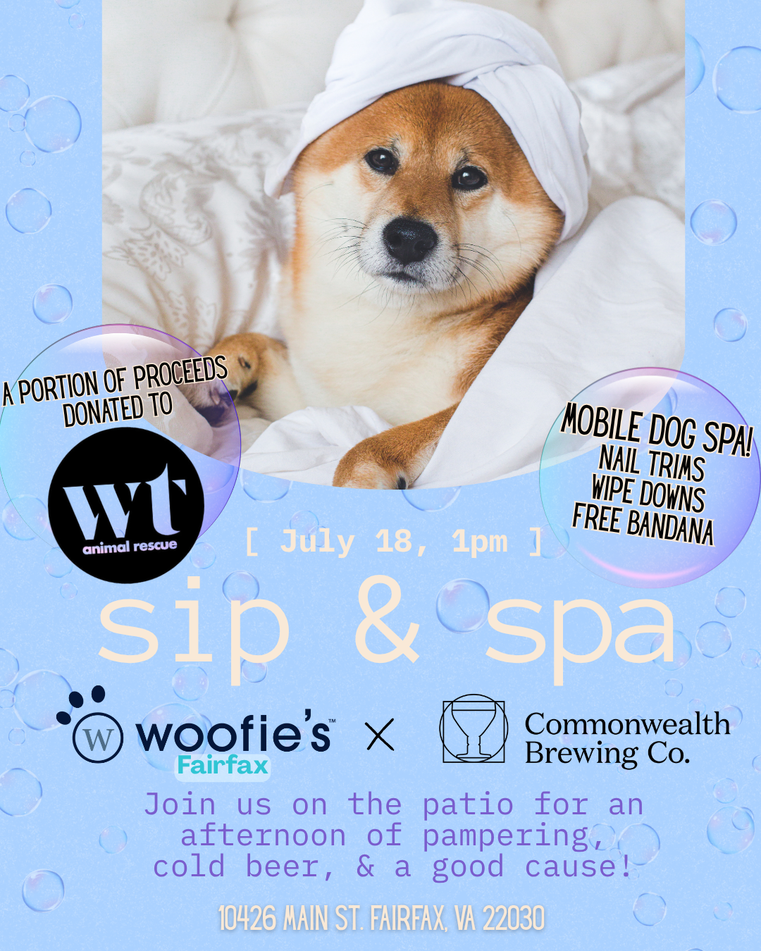 Sip & Spa w/ Woofies Fairfax - Commonwealth Brewing