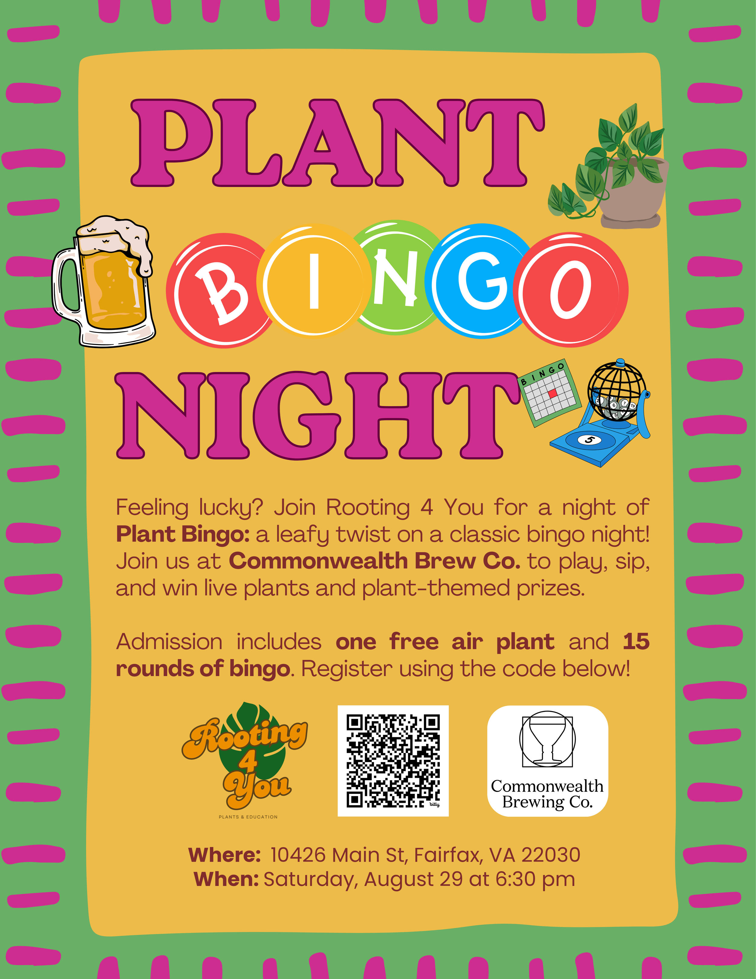 Plant Bingo hosted by Rooting 4 You - Commonwealth Brewing Co.